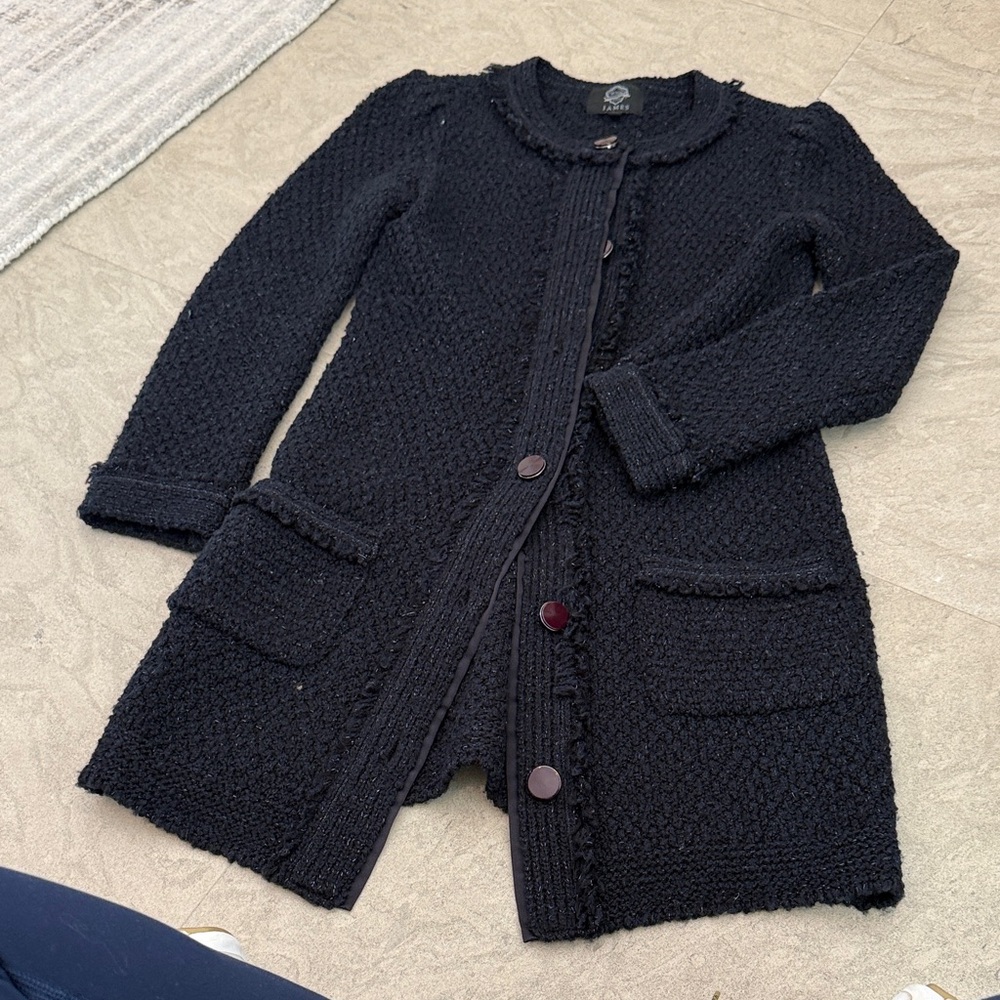 James Jeans Black Textured Long Cardigan